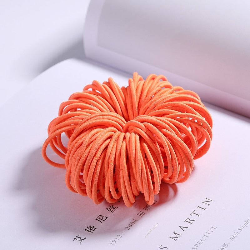 Elastic Nylon Hairbands 100 pcs Set