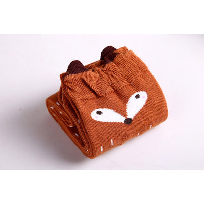 Girl's Cotton Long Socks with Animal Print
