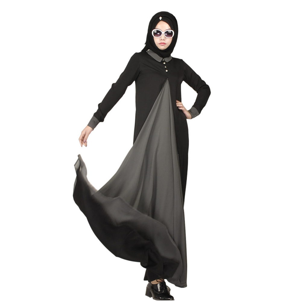 Women's Islamic Black Silk Maxi Dress