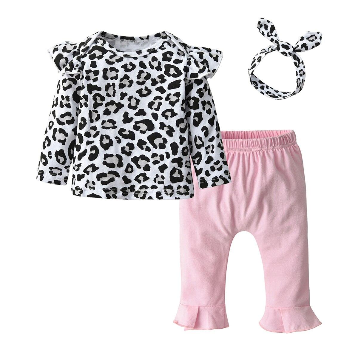Baby Girl's Printed Sweatshirt, Pants and Headband 3 Pcs Set