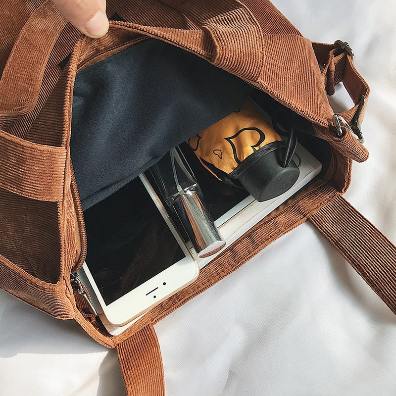 Women's Corduroy Tote Bag