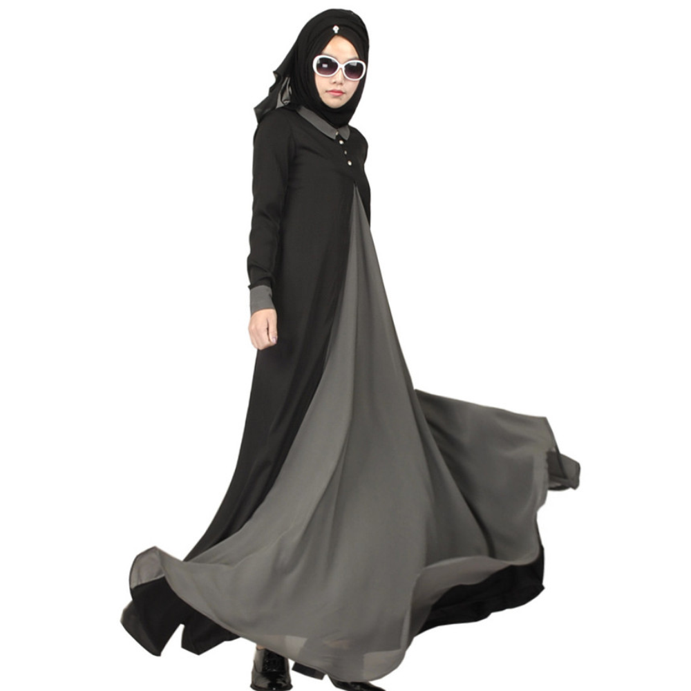 Women's Islamic Black Silk Maxi Dress