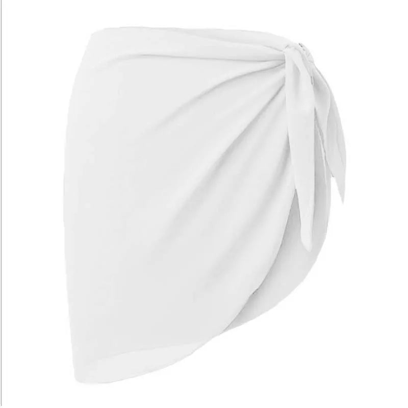 Summer Women Short Swimsuit Coverups Beach Bikini Wrap Sheer Skirt Chiffon Scarf See Through Cover Ups for Swimwear