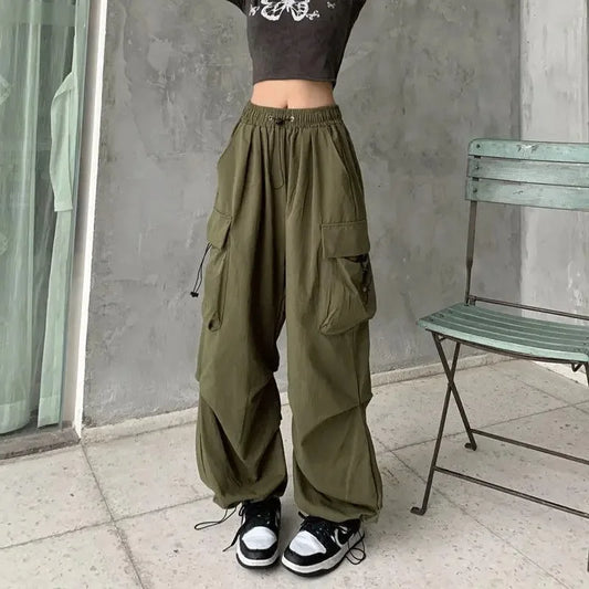 American retro tooling slacks female drape straight beam foot trousers summertime joker loose ins wide-legged pants