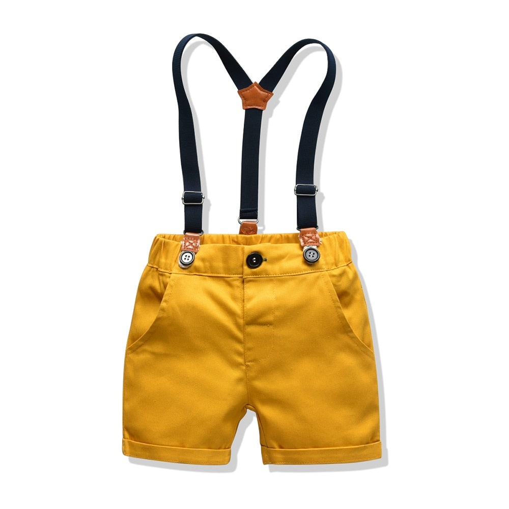 Baby Boy's Summer Clothing Set with Suspenders