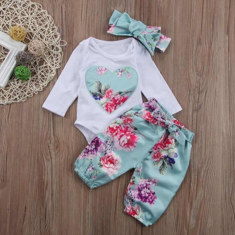 Baby Girls Printed Clothing Set 3 Pcs