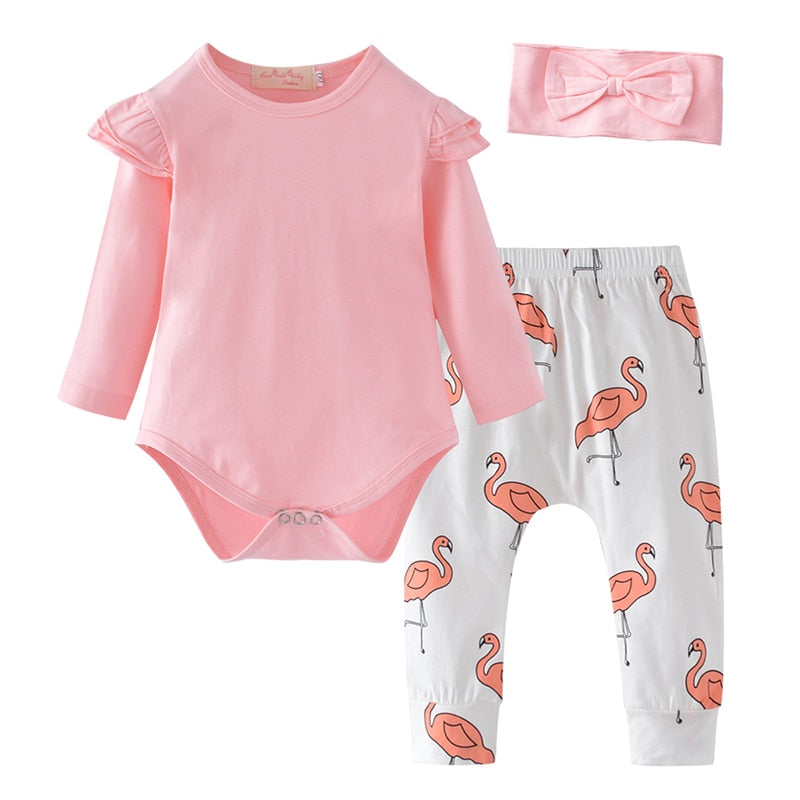 Baby Girls Printed Clothing Set 3 Pcs