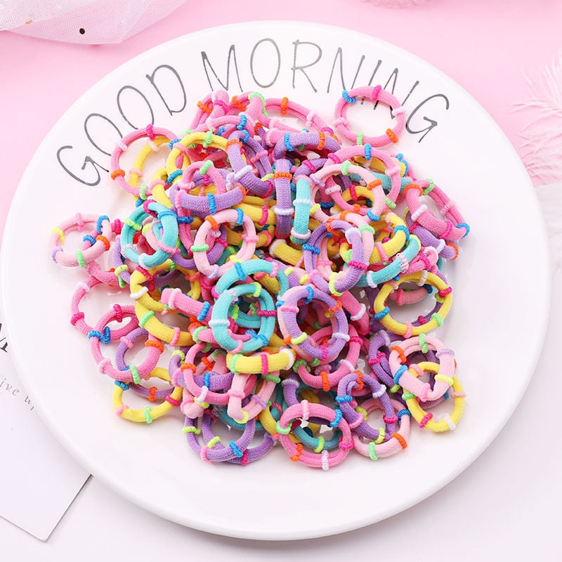 Elastic Nylon Hairbands 100 pcs Set