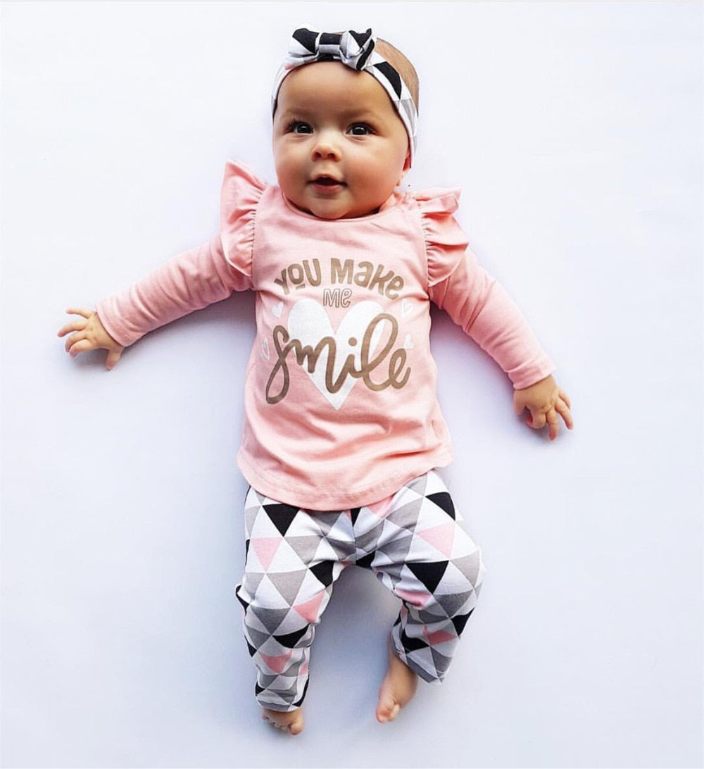 Baby Girls Printed Clothing Set 3 Pcs