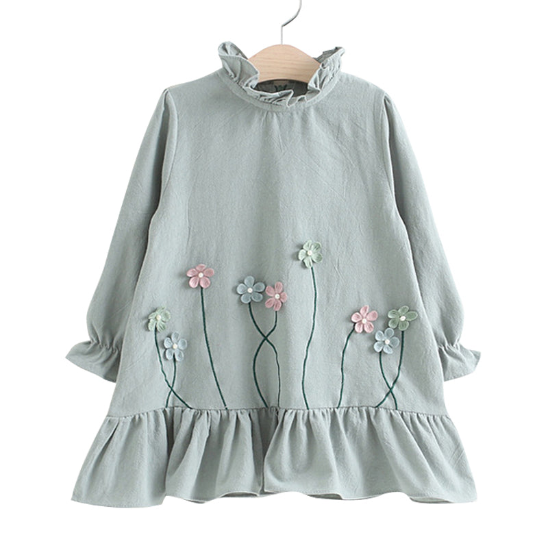 Girl's Mini Dress with Flowers Appliques