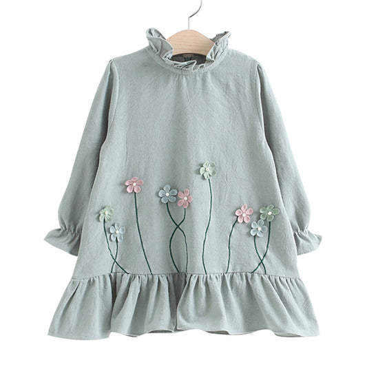 Girl's Mini Dress with Flowers Appliques
