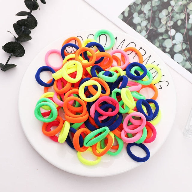 Elastic Nylon Hairbands 100 pcs Set