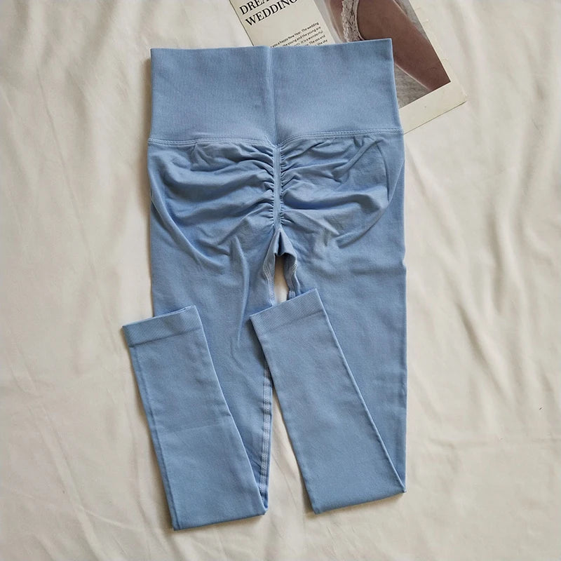 Women Seamless Slim Tights High Waist Solid Leggings Fitness Yoga Elastic Leggings Push Up Butt Knit Fashion Gym Workout Pants