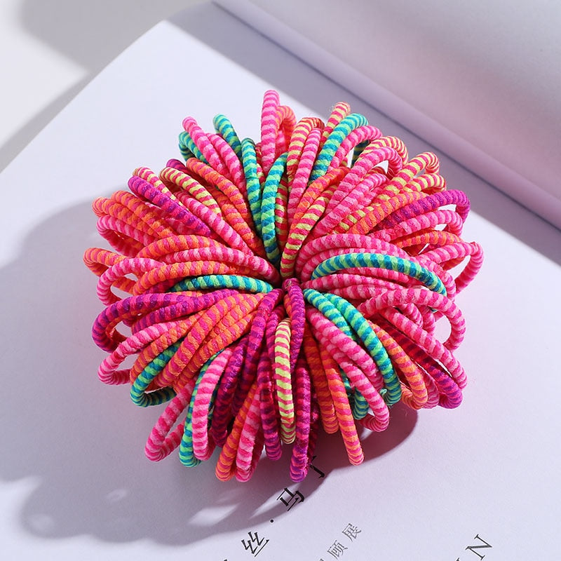 Elastic Nylon Hairbands 100 pcs Set