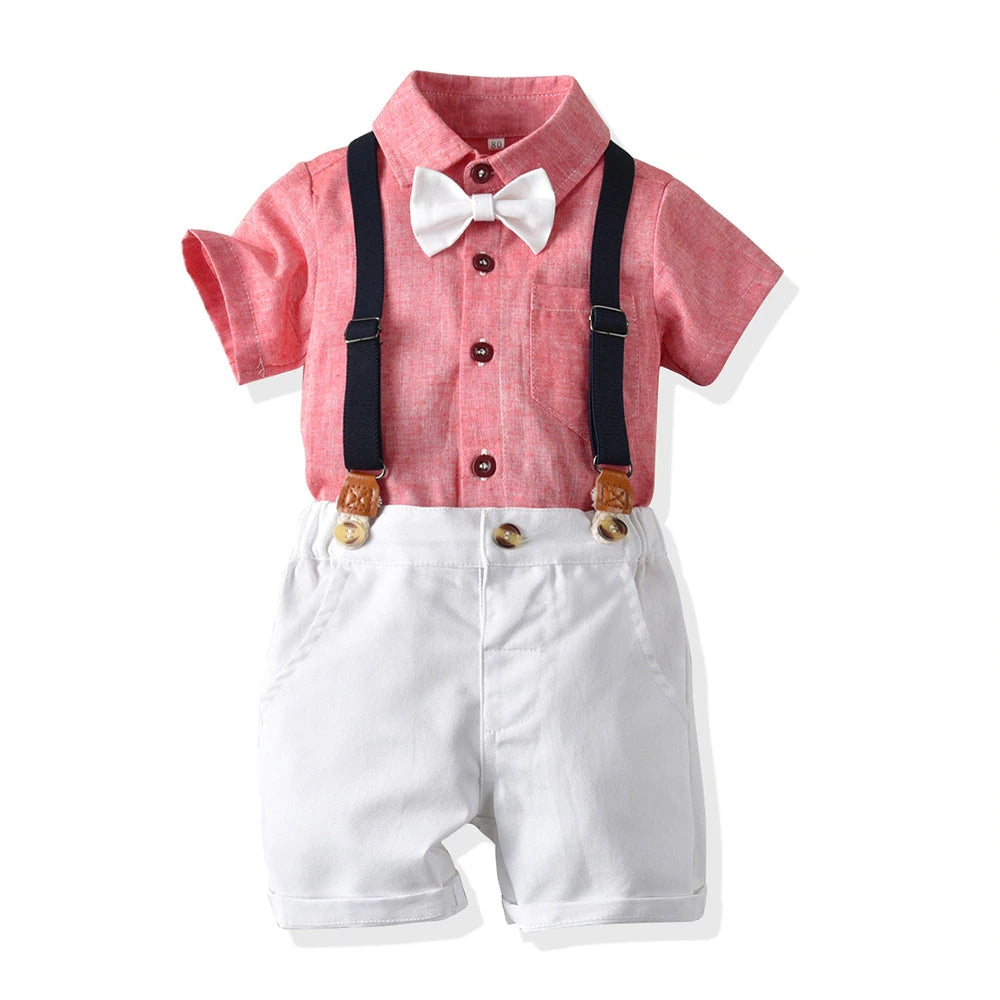 Baby Boy's Summer Clothing Set with Suspenders