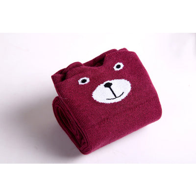 Girl's Cotton Long Socks with Animal Print