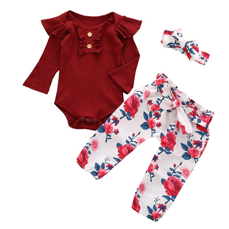 Baby Girls Printed Clothing Set 3 Pcs