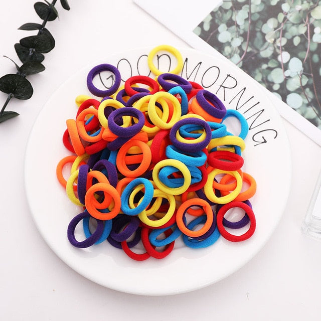 Elastic Nylon Hairbands 100 pcs Set