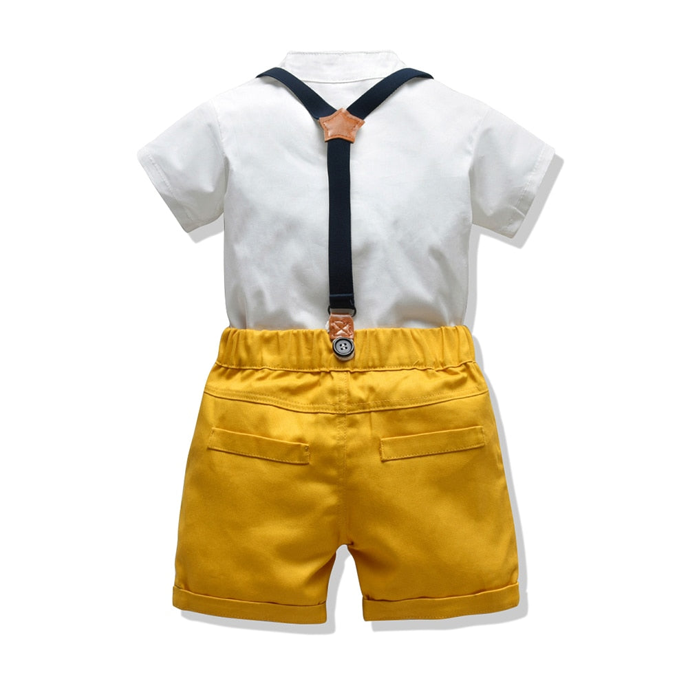 Baby Boy's Summer Clothing Set with Suspenders