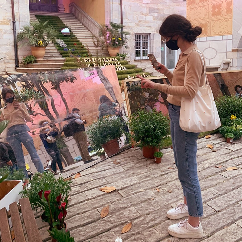 Women's Daisy Patterned Canvas Shoulder Bag