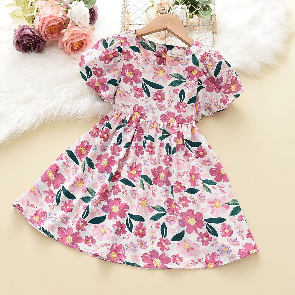 Girls Summer Floral Printed Dress