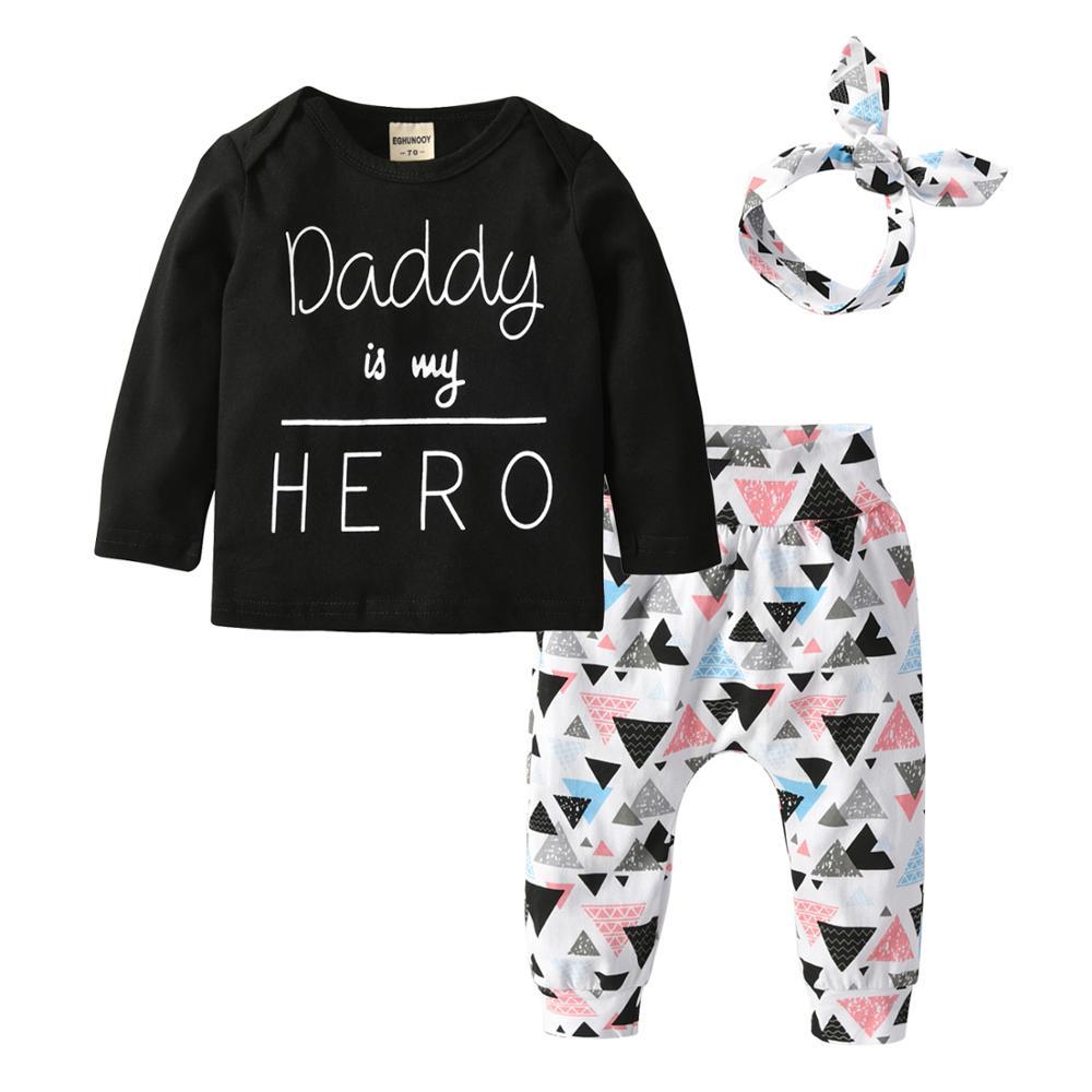 Baby Girl's Printed Sweatshirt, Pants and Headband 3 Pcs Set