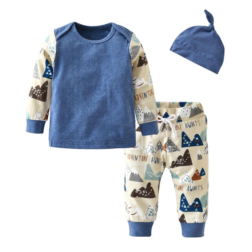 Baby's Printed Sweatshir, Pants and Beanie 3 Pcs Set