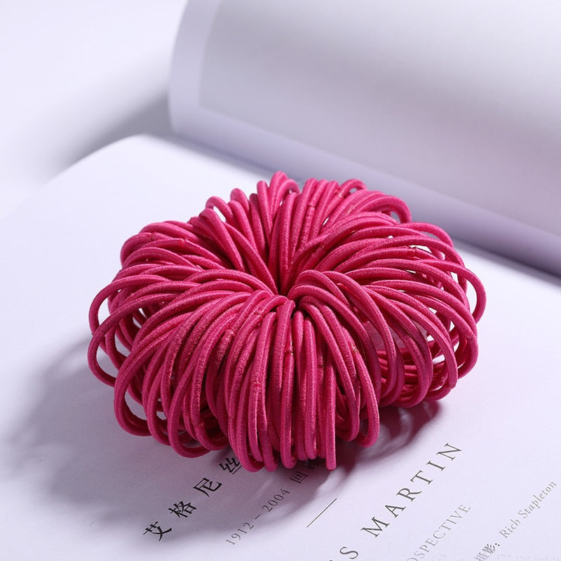 Elastic Nylon Hairbands 100 pcs Set