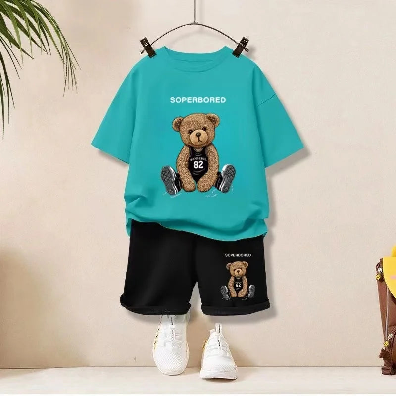 Summer Baby Boy Clothes Set Children Girls Cartoon Printed T-shirts and Shorts 2 Pieces Suit Kid Short Sleeve Top Bottom Outfits