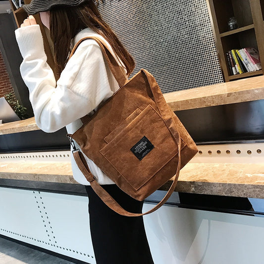 Women's Corduroy Tote Bag