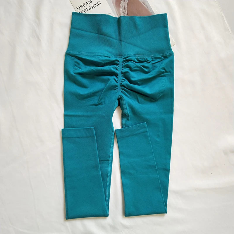 Women Seamless Slim Tights High Waist Solid Leggings Fitness Yoga Elastic Leggings Push Up Butt Knit Fashion Gym Workout Pants