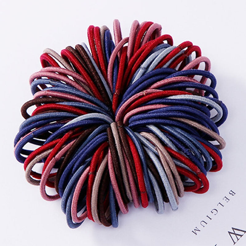 Elastic Nylon Hairbands 100 pcs Set