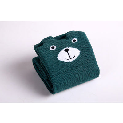 Girl's Cotton Long Socks with Animal Print