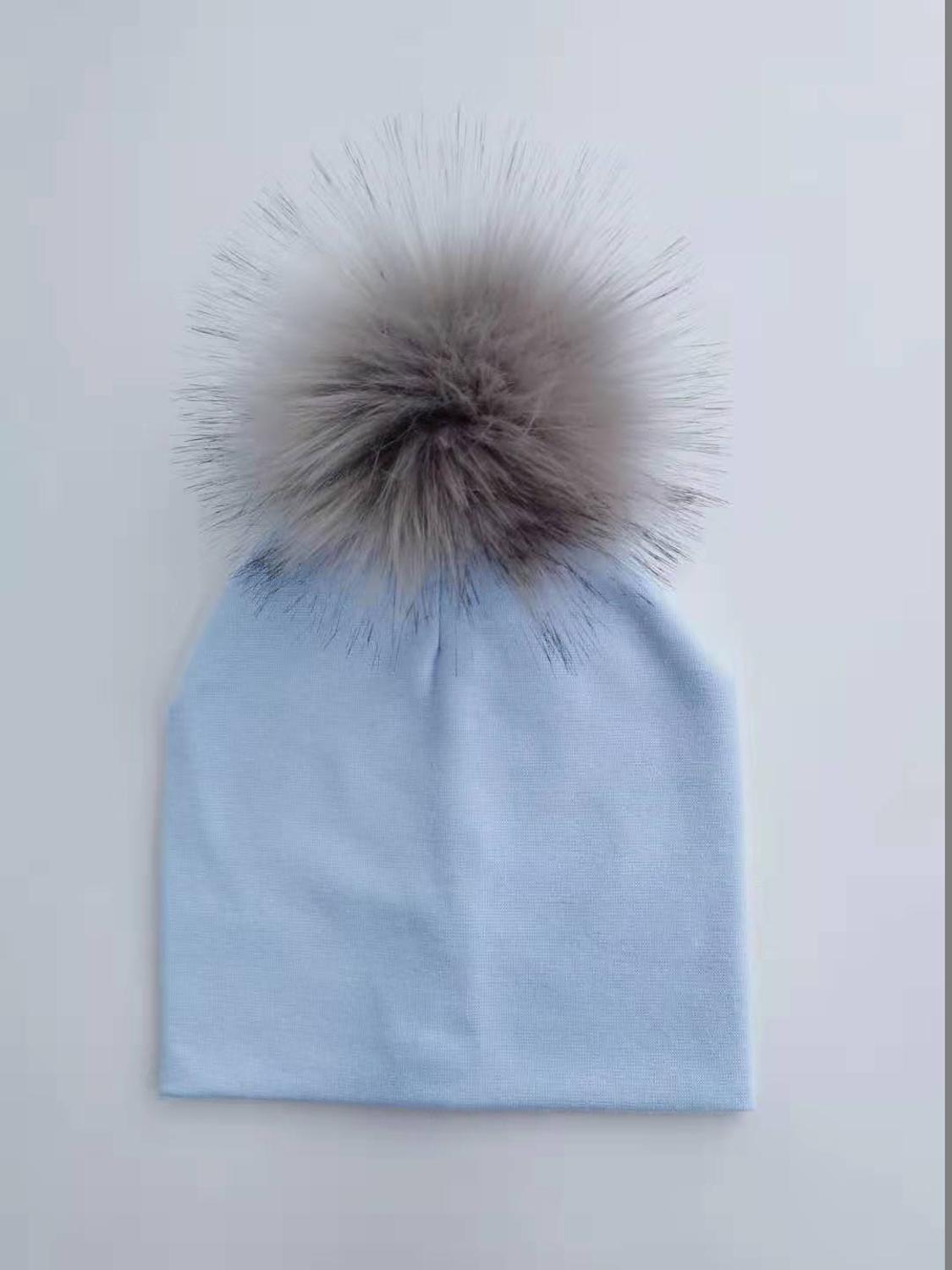 Baby's Cotton Hat with Pompom
