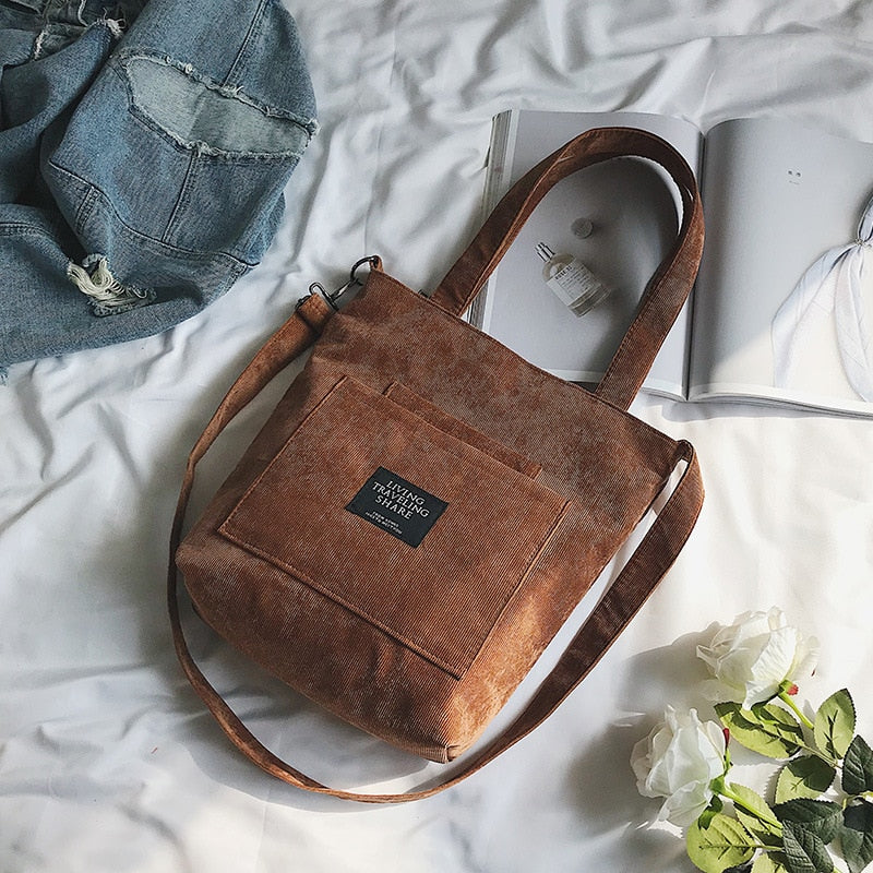 Women's Corduroy Tote Bag