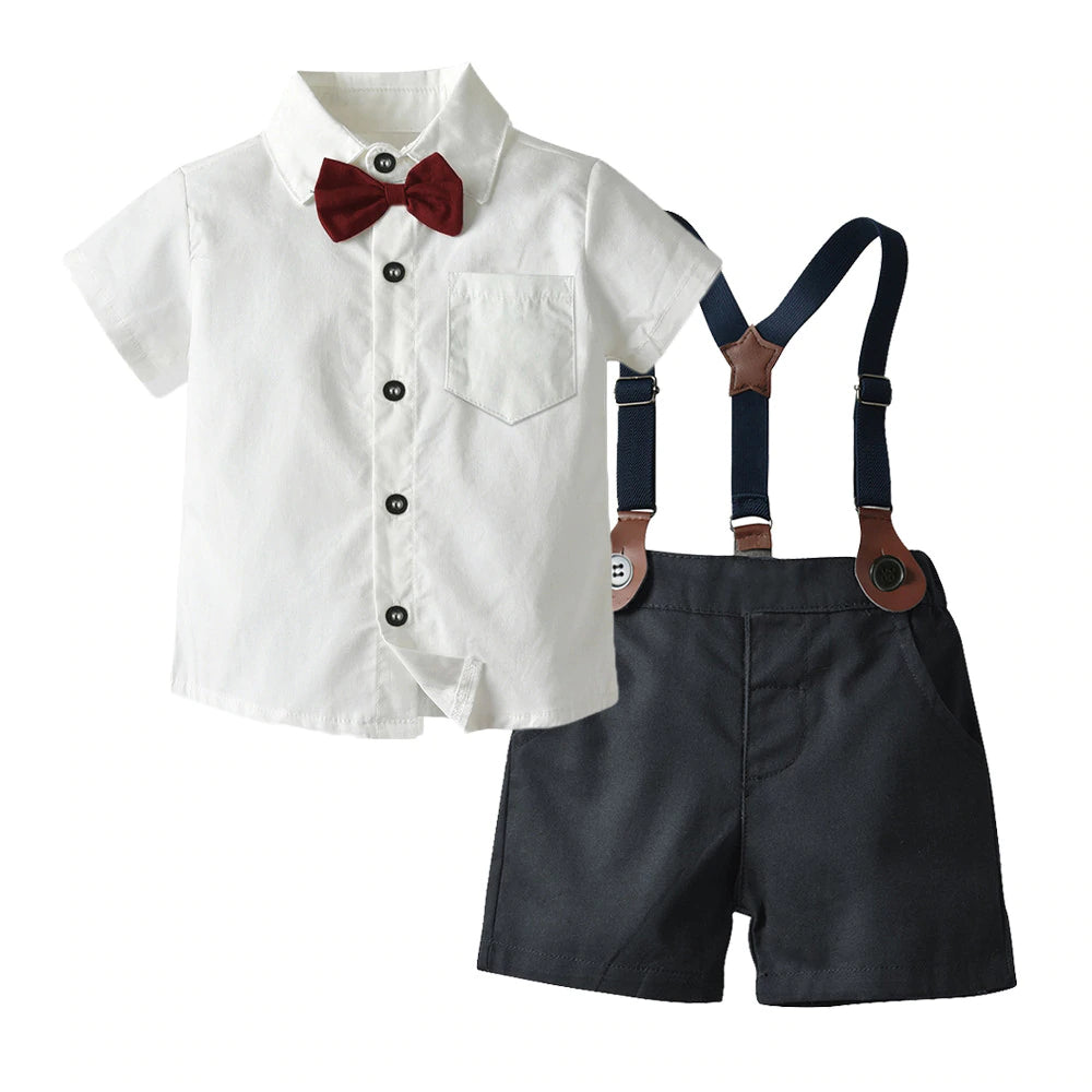 Baby Boy's Summer Clothing Set with Suspenders