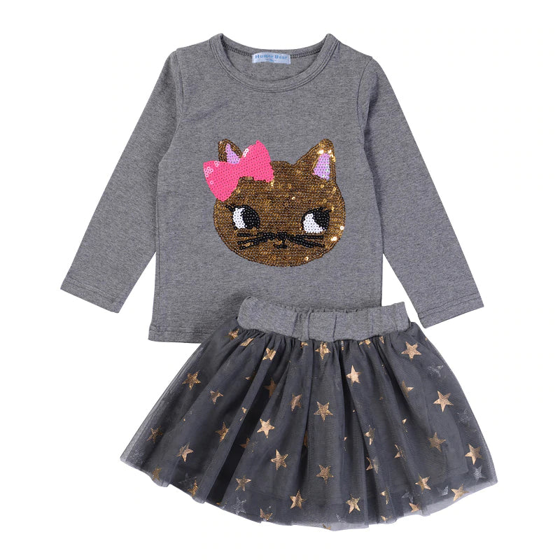 Girls' Cute Printed Cotton Clothes Set
