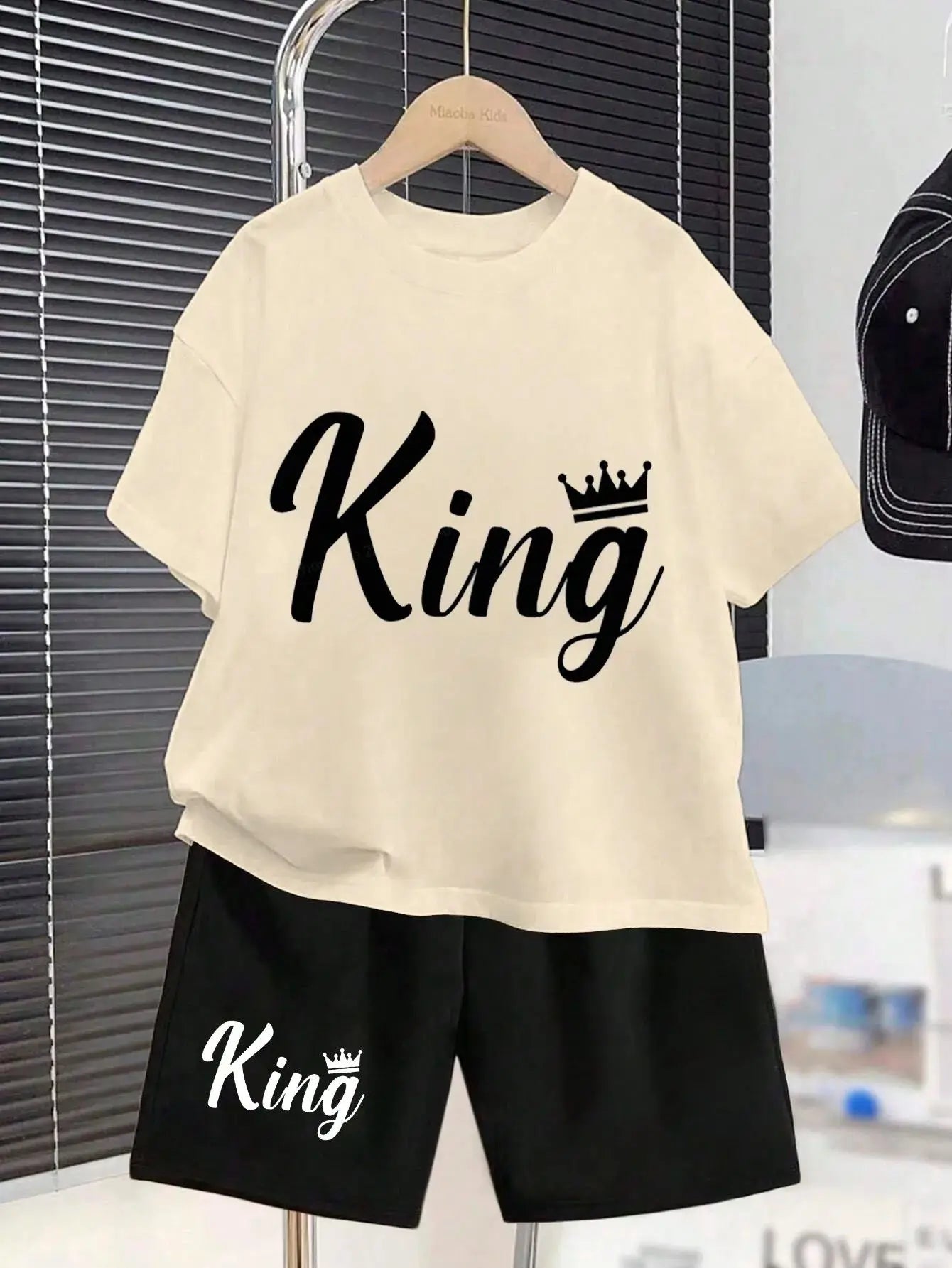 2025 summer new children's suit short sleeve shorts letter printed round neck T-shirt light breathable comfortable soft quick dr
