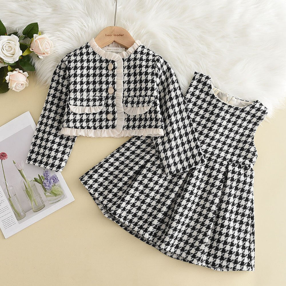 Girl's Warm Autumn Clothes Set with Skirt