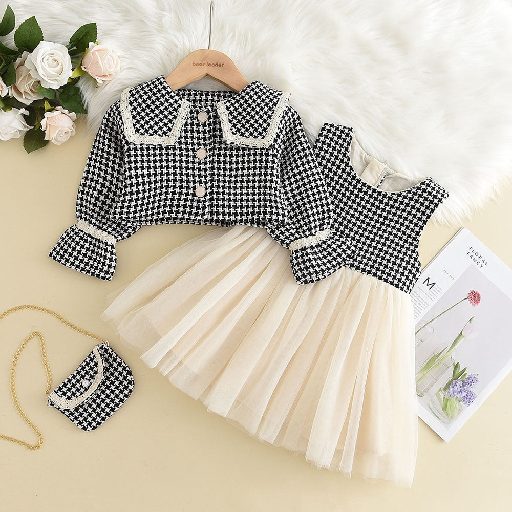 Girl's Warm Autumn Clothes Set with Skirt