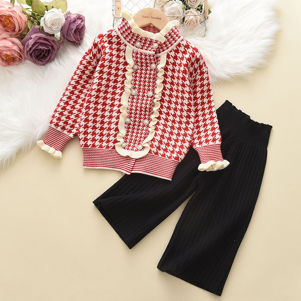 Girl's Warm Autumn Clothes Set with Skirt