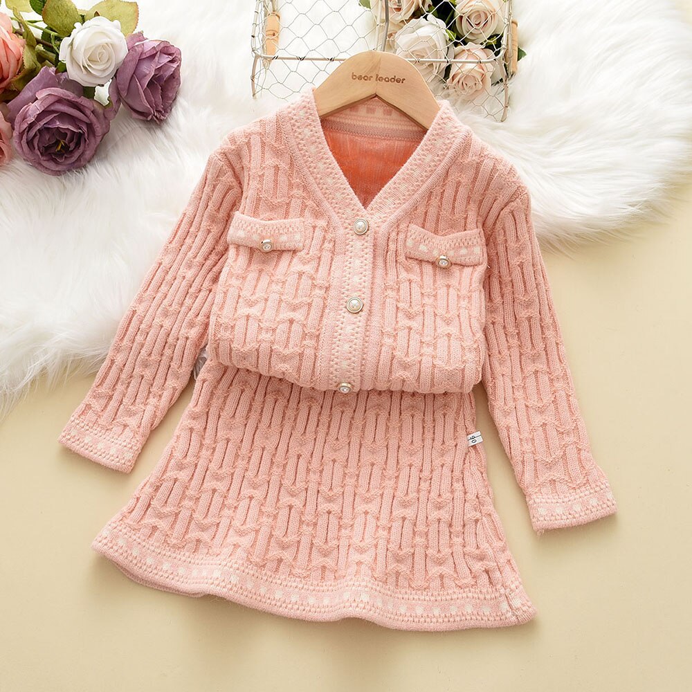 Girl's Warm Autumn Clothes Set with Skirt