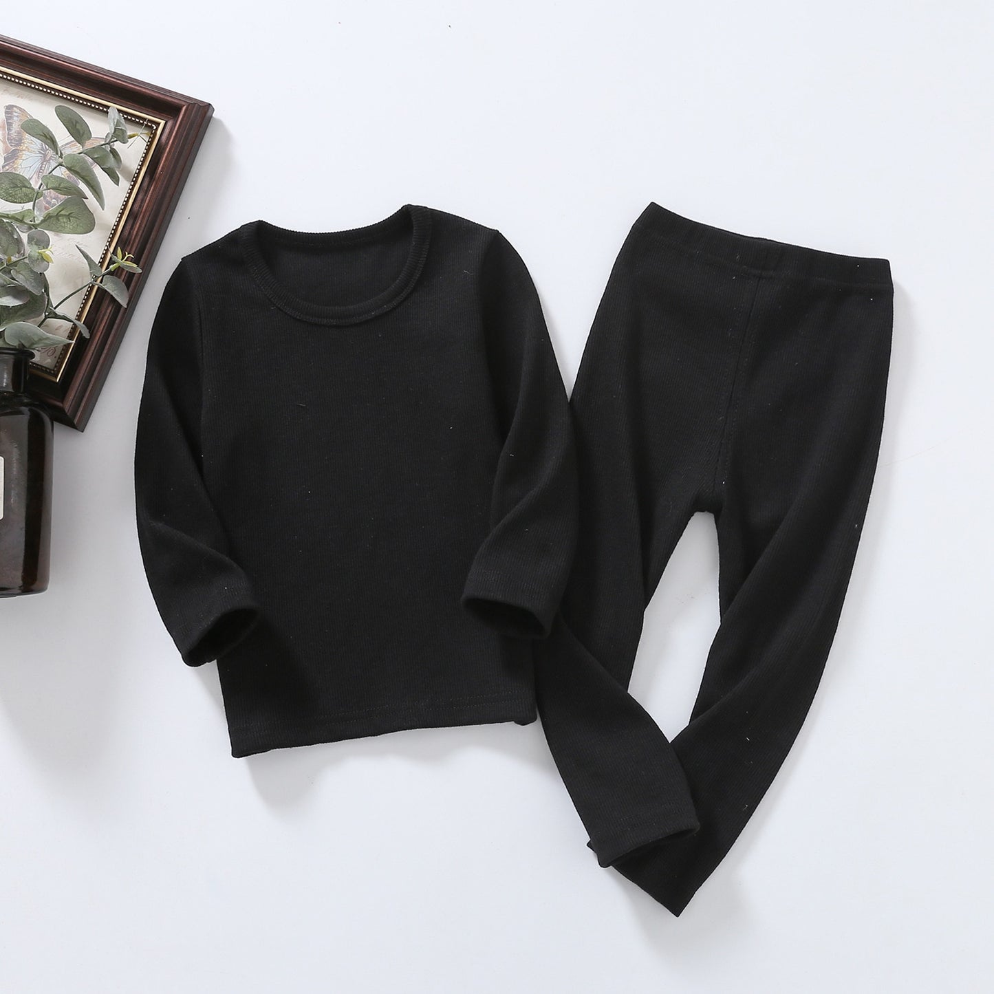 Long Sleeve Solid Color Baby Pajama Set