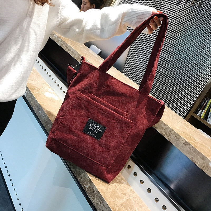 Women's Corduroy Tote Bag