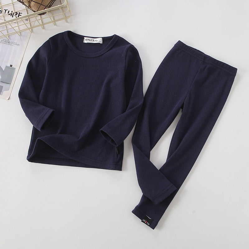 Long Sleeve Solid Color Baby Pajama Set