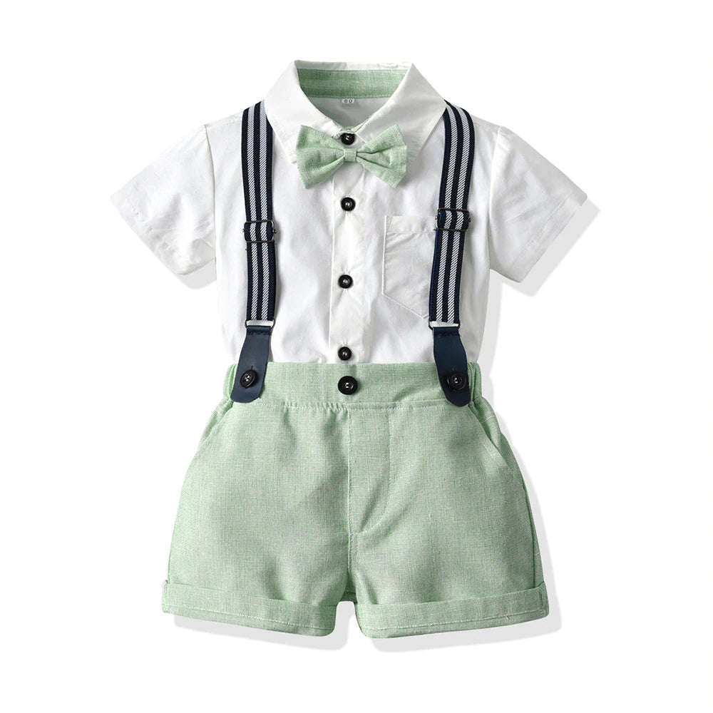 Baby Boy's Summer Clothing Set with Suspenders