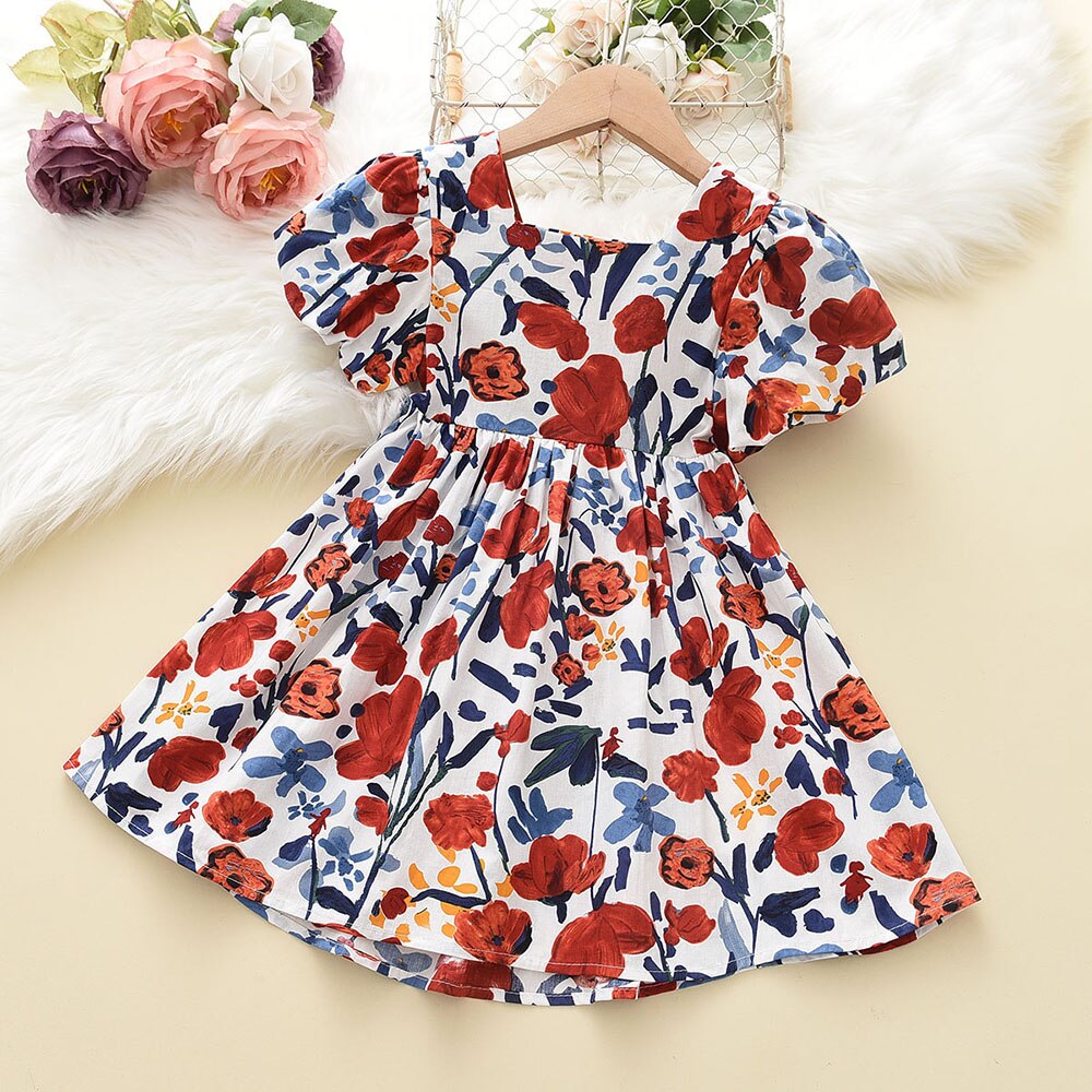 Girls Summer Floral Printed Dress