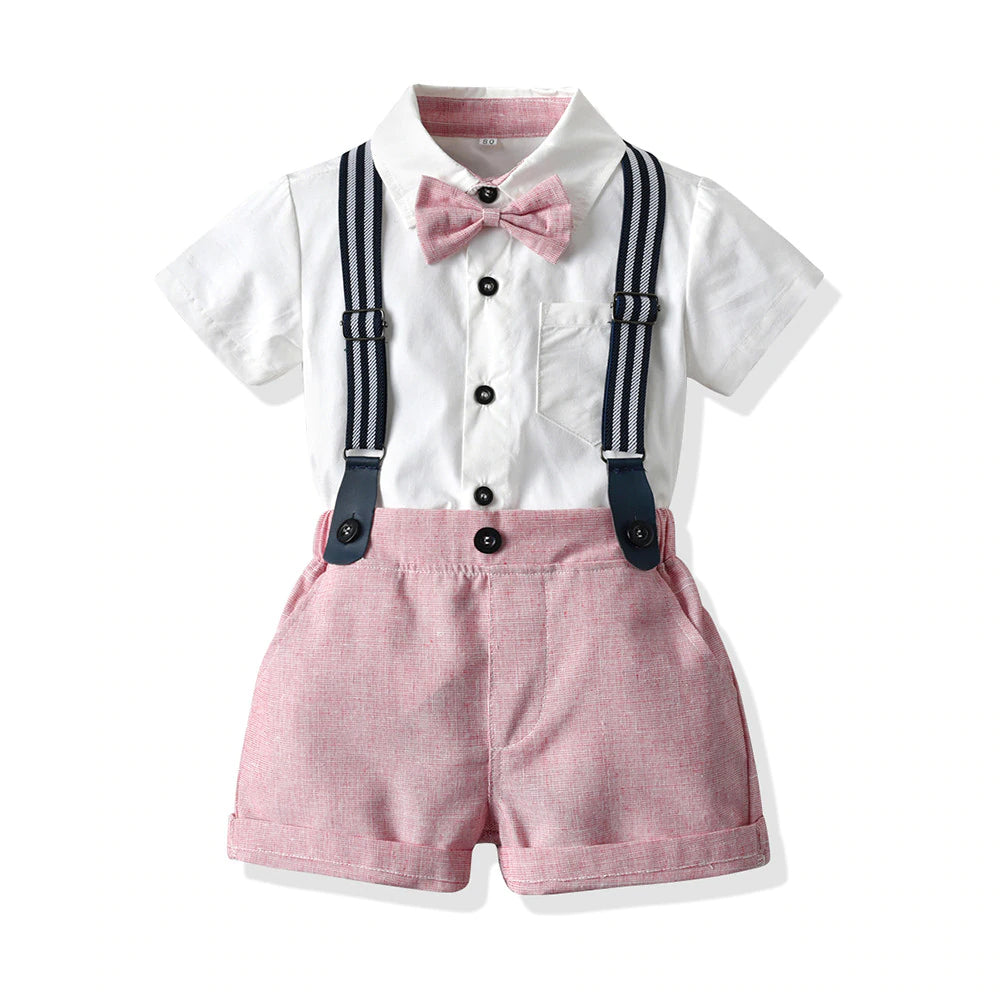 Baby Boy's Summer Clothing Set with Suspenders