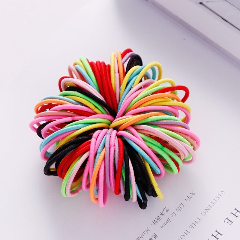 Elastic Nylon Hairbands 100 pcs Set