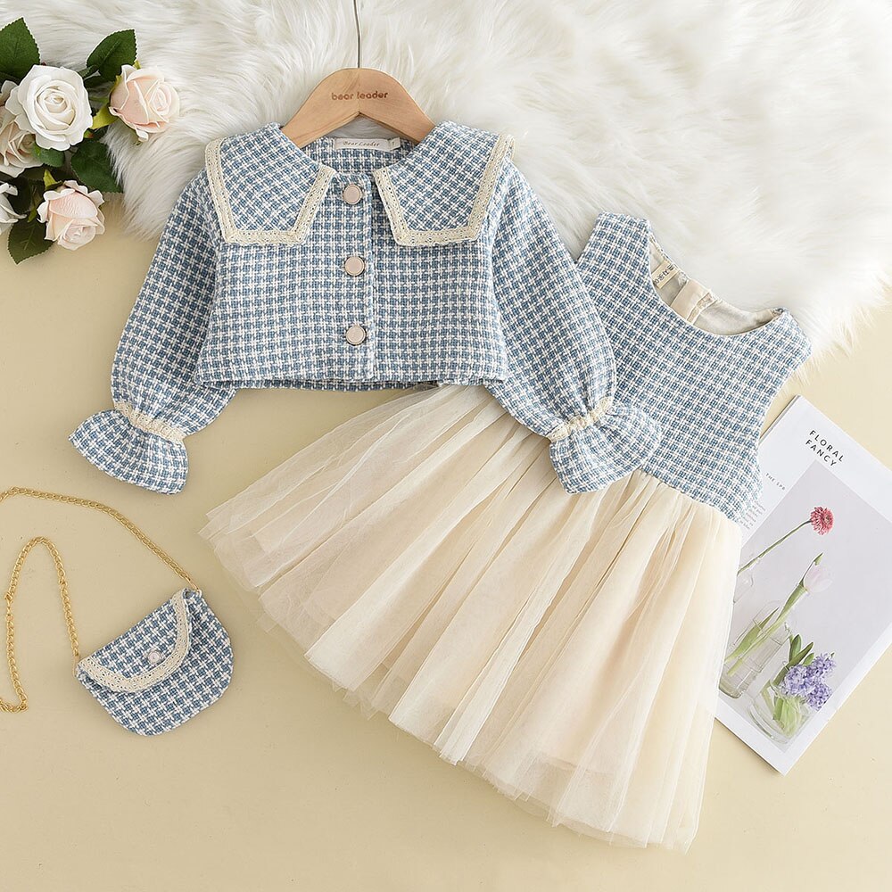 Girl's Warm Autumn Clothes Set with Skirt